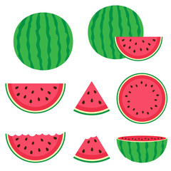 Watermelon and slices - obrazy, fototapety, plakaty