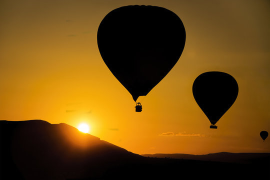 Silhouette, hot air balloons (cappadocia,Turkey)