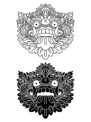 Mythological god's masks. Balinese style. Barong.