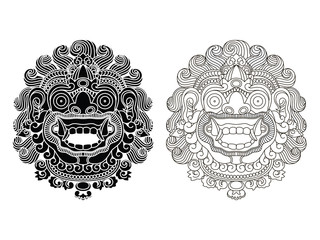 Mythological god's masks. Balinese style. Barong.