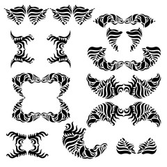 Decorative calligraphic elements in vignette and flourish style. Ornate abstract texture with flourish motifs. Vector Illustration