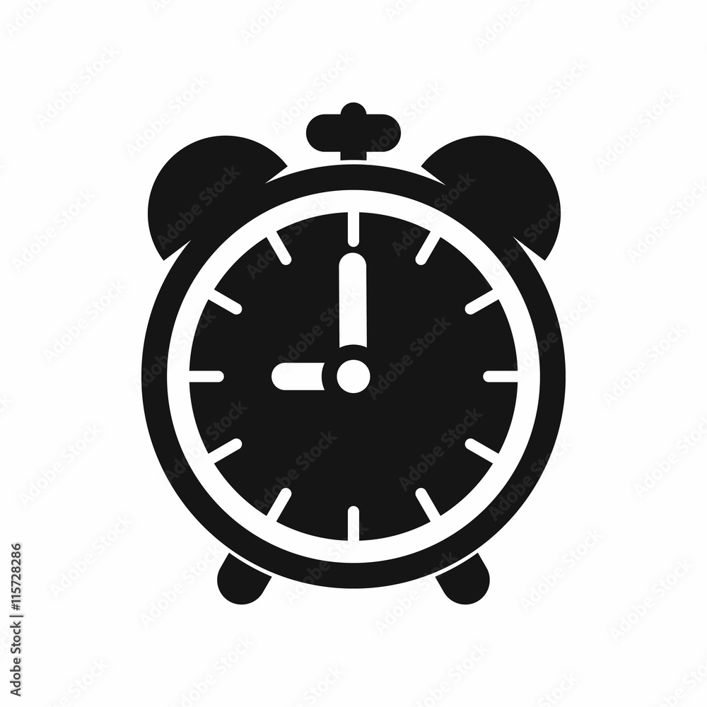 Poster alarm clock icon in simple style isolated vector illustration