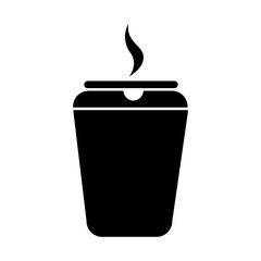 Delicious and fresh cofee cup, black and white isolated flat icon.