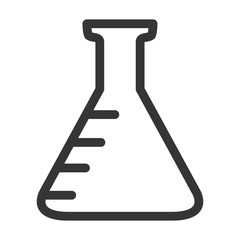 Chemistry sample flask in black and white colors isolated flat icon, vector illustration.