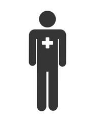 Medical healthcare isolated flat icon in black and white colors, vector illustration.