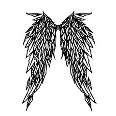 Ангельские крылья, эскиз татуировки силуэт - obrazy, fototapety, plakaty