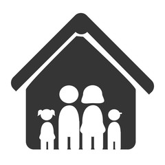 Family and home simbolizing in a pictogram icon with black and white colors, vector illustration.