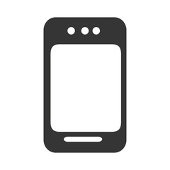 Mobile smartphone in black and white colors isolated flat icon, vector illustration.
