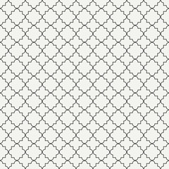 Geometric line monochrome lattice seamless arabic pattern. Islamic oriental style. Wrapping paper. Scrapbook paper. Tiling. White vector illustration. Moroccan background. Swatches. Graphic texture.
