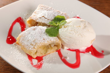 Apple Strudel and ice cream