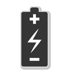 Obraz premium Battery in black and white colors isolated flat icon, vector illustration.