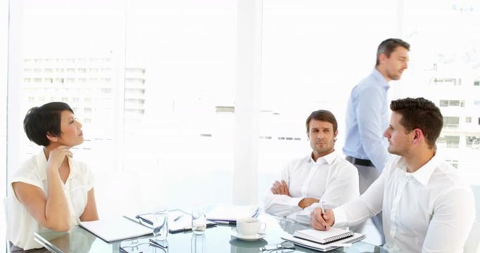 Boss storming off in anger during meeting