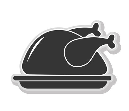 Chiscken broaster in black and white colors isolated flat icon, vector illustration.