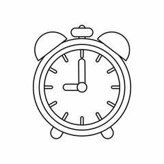 Alarm clock icon in outline style isolated vector illustration
