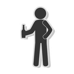 Person with bottle  pictogram icon in black and white colors, vector illustration graphic.