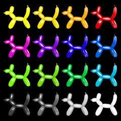 set dog balloon arts on a black background vector
