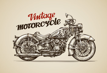 Vintage motorcycle. Hand drawn motorbike. Vector illustration © ~ Bitter ~