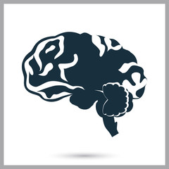 Human brain icon on the background