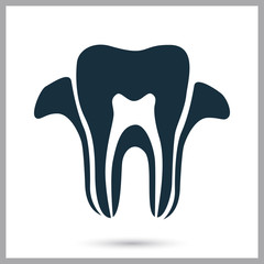 Human tooth icon on the background