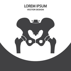 Human hip icon on the background