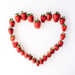 Obraz premium heart made with strawberry, flat lay