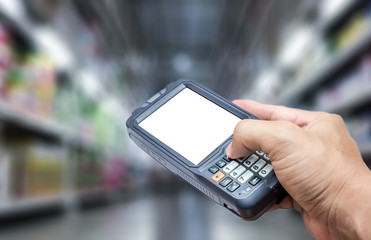 Bluetooth barcode scanner isolated on a .department store