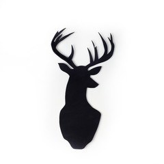 Black shilouette of deer at white background
