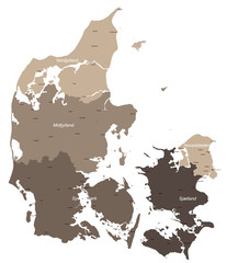 Large and detailed map of Denmark with all islands and cities.