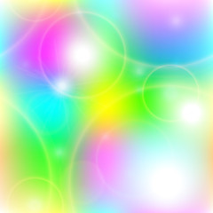 Bright sunny seamless pattern of joyful glare and halos on a colored background. Vector