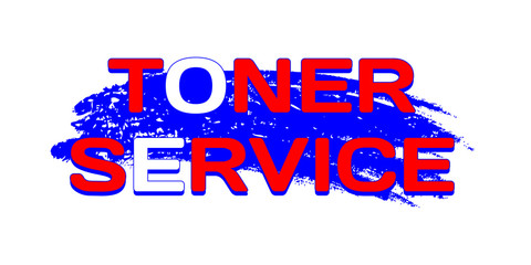 Logo Toner Service on grunge blue color brush stroke. GRB palette. Vector