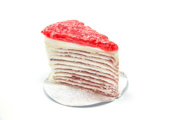 Strawberry cake isolated on white background