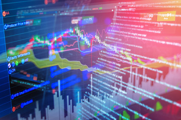 Fototapeta premium Professional market analysis. Stock market graph on the screen.