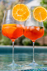 Light drink. Wine-based cocktail. Spritz