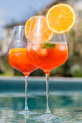Light drink. Wine-based cocktail. Spritz
