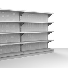 set of empty shelves in a shop. 3D rendering