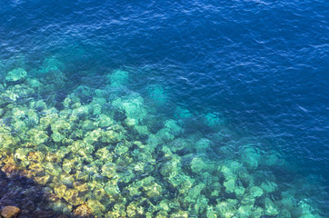Background made of clear azure sea water