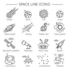 Space Universe Line Icon Set
