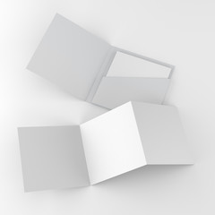 blank square format folder with z-fold flyer