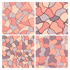 set of abstract hand-drawn waves background