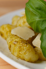 Italian gnocci with basilico pesto, basil and parmesan