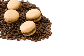 Coffee macaroons isolated on white background
