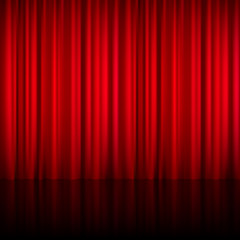 Realistic Red Theatrical Closed Curtain