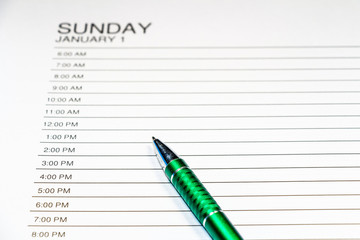 Daily planner or time planner with pen