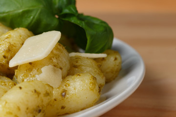 Italian gnocci with basilico pesto, basil and parmesan