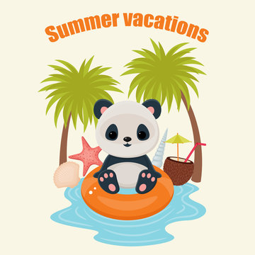 Panda in summer vacations