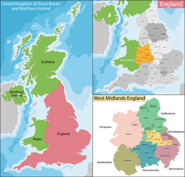 Map of West Midlands England