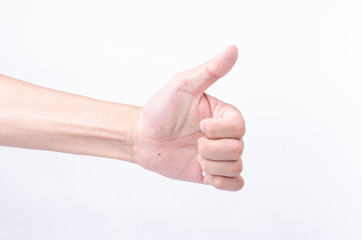 the good/like sign, commend sign hand on white background