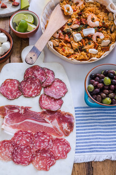 spanish food shared on table
