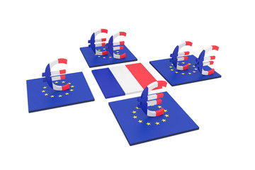 French contribution to the EU, 3d illustration