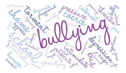 Bullying word cloud on a white background.